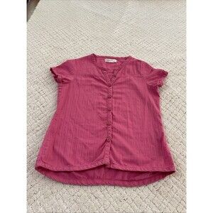Old Navy Girls Pink Button Up Blouse Shirt Top Size Large. Cotton